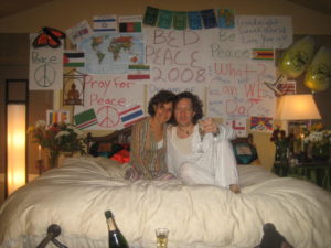 Ed Hale & Nahal Mishel-Ghashghai Bed Peace for Gaza Press Event Photos and Images