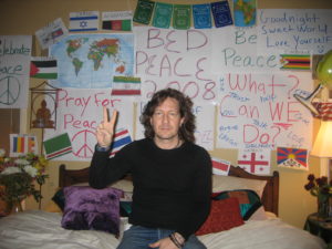 Ed Hale at Bed In for Peace in Gaza Press Event